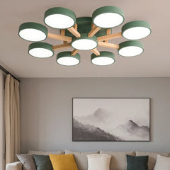 Lámpara de Techo de Madera Multicabezal Nórdica con LED para Salón