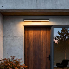 Aplique de pared exterior moderno negro rectangular con sensor de movimiento