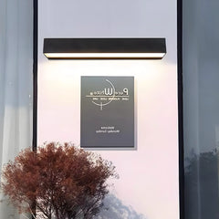 Aplique de pared exterior LED rectangular moderno negro de metal para porche