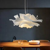 Lámpara colgante flor nórdica blanca LED regulable en altura para comedor