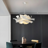 Lámpara colgante en forma de flor blanca de estilo nórdico regulable en altura para comedor