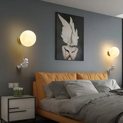 Apliques de pared dormitorio juvenil con forma de astronauta lunar