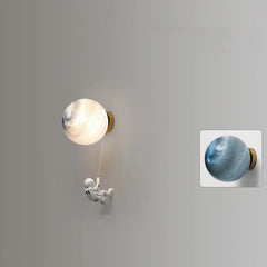 Apliques de pared dormitorio juvenil con forma de astronauta lunar