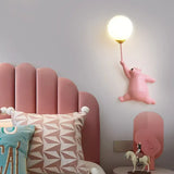 Aplique infantil con diseño de oso y globo led para dormitorio
