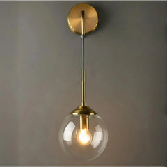 Aplique de pared bola vintage de vidrio y metal para salón