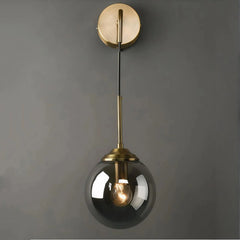 Aplique de pared bola vintage de vidrio y metal para salón