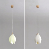 Lámpara colgante LED de cerámica blanca con diseño de magnolia para mesilla de noche