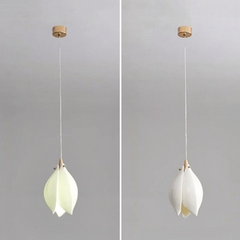 Lámpara colgante LED de cerámica blanca con diseño de magnolia para mesilla de noche