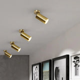 Foco Techo Dorado Moderno Cilíndrico 360 Grados Ajustable