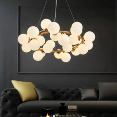 Lámpara colgante con bolas de vidrio LED moderna para comedor