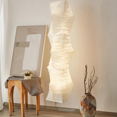 Lámpara Colgante Papel Blanca LED Plisada Estilo Japonés para Salón