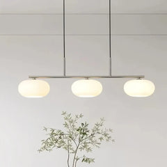 Lámpara colgante de tres luces LED regulable de vidrio moderno para comedor