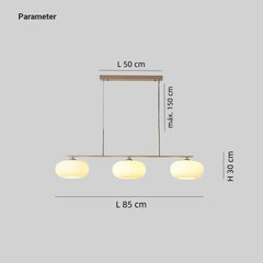 Lámpara colgante de tres luces LED regulable de vidrio moderno para comedor