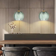 Lampara colgante de led diseño moderno y verde para comedor