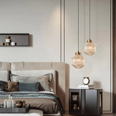 Lámparas de vidrio colgantes diseño poligonal y translúcido