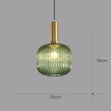Lámpara colgante de vidrio en forma de farol a rayas moderna