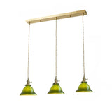 Lámpara colgante cristal vintage diseño con vidrio verde para comedor