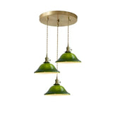 Lámpara colgante cristal vintage diseño con vidrio verde para comedor