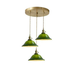 Lámpara colgante cristal vintage diseño con vidrio verde para comedor