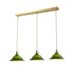 Lámpara colgante cristal vintage diseño con vidrio verde para comedor