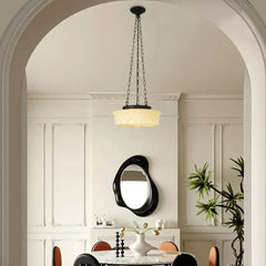 Lámpara colgante redonda blanca para comedor vintage