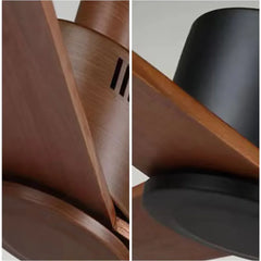 Luz de ventilador de cocina simple de tres palas de color nogal