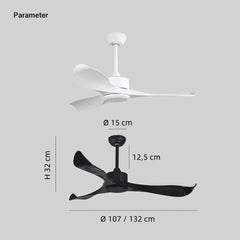 Ventilador de techo sin luz con mando a distancia reversible para comedor