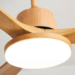 Ventilador de techo con luz LED acabado madera 3 aspas 6 velocidades Ø100/120/130 cm