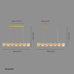 Lámpara colgante de vidrio en forma de barra para comedor de lujo ligero