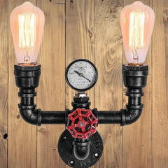 Aplique de pared industrial de metal con diseño de tubería para salón