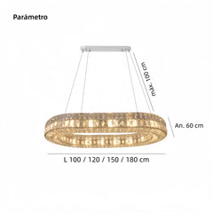 Lampara colgante de cristal ovalado LED de lujo para comedor