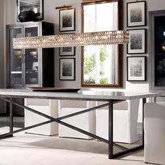 Lámpara colgante rectangular de cristal moderno con LED para comedor