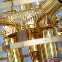 Lampara colgante para escalera de cristal dorado de gran tamaño de lujo