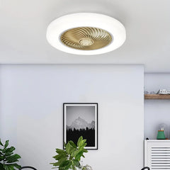Ventilador de techo redondo con luz led moderno silencioso y con temporizador para dormitorio
