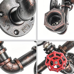 Aplique de pared industrial de metal con diseño de tubería para salón