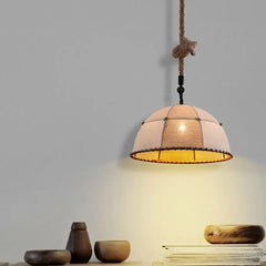 lámpara colgante retro de tela y cuerda de cáñamo