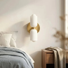 Aplique de pared bidireccional led de vidrio moderno con luz suave para mesita de noche