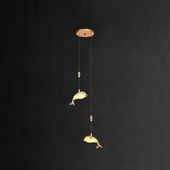Lámpara techo colgante dorada diseño creativo de ballena para dormitorio