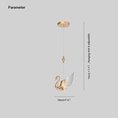 Lamparas de techo colgantes doradas diseño cisne para dormitorio