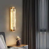 Apliques dorados de pared para dormitorio moderno de cristal