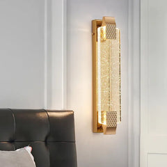 Apliques dorados de pared para dormitorio moderno de cristal