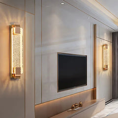 Apliques dorados de pared para dormitorio moderno de cristal