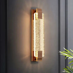 Apliques dorados de pared para dormitorio moderno de cristal