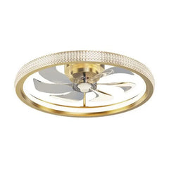 Lampara de techo dorada estilo nórdico con ventilador