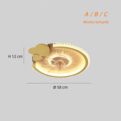 Ventilador de techo infantil con luz LED y motor DC silencioso dorado