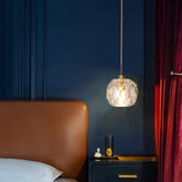 Lámpara colgante de cristal de lujo ligero para cabecera de dormitorio