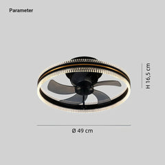 Ventilador de techo moderno con luz LED regulable y silencioso Ø49 cm