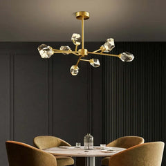 Lámpara de Araña de Cristal de Cobre con Luz Regulable