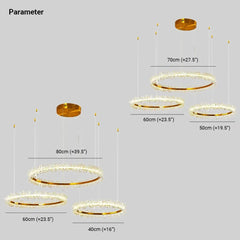 Lamparas de araña de cristal diseño lujoso de anillo dorado