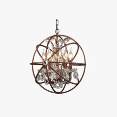 Lámpara colgante de hierro estilo industrial vintage en forma de jaula con cristales